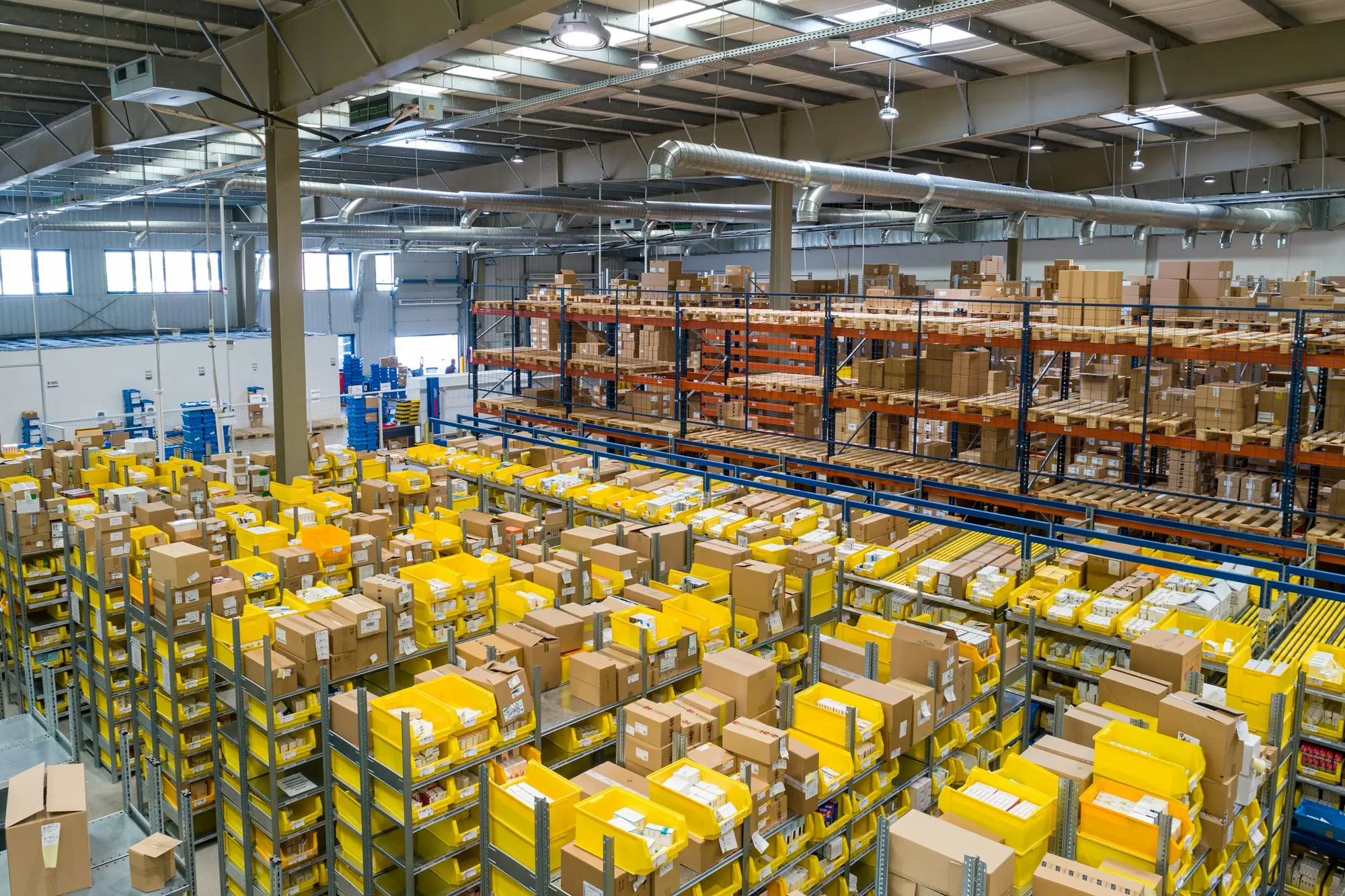 Inside a distribution warehouse